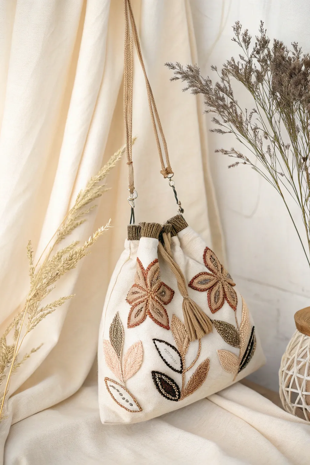 Elevate your style with artisanal appliqué accents that blend Scandinavian minimalism and boho flair.