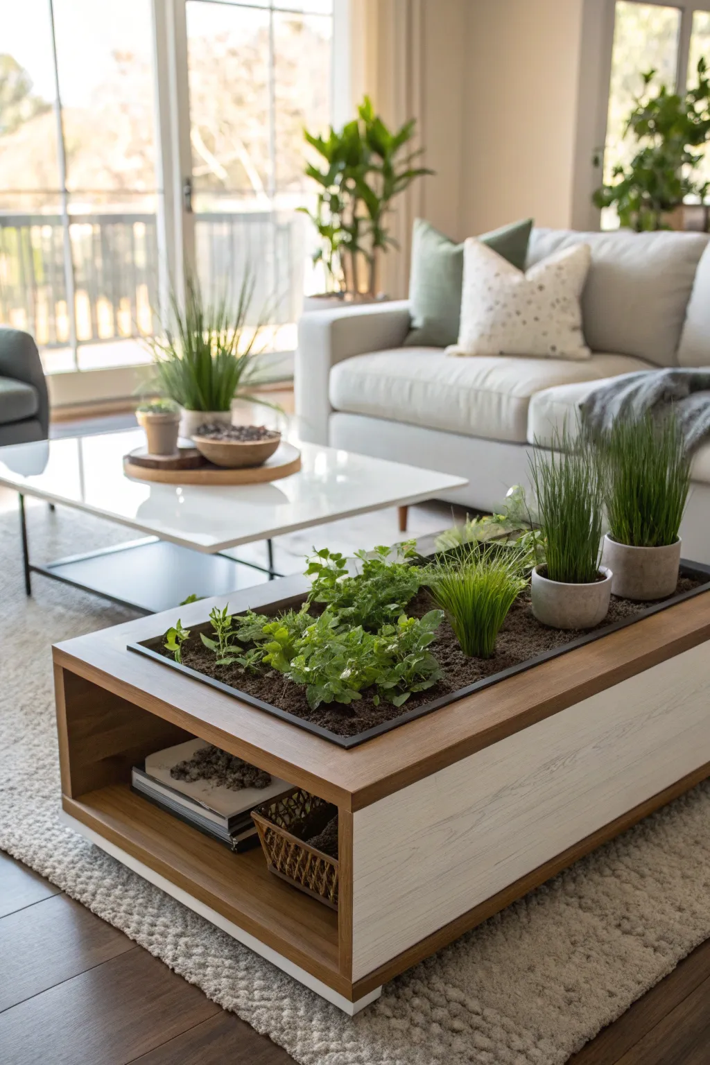 A multi-purpose coffee table brings nature into your living space.