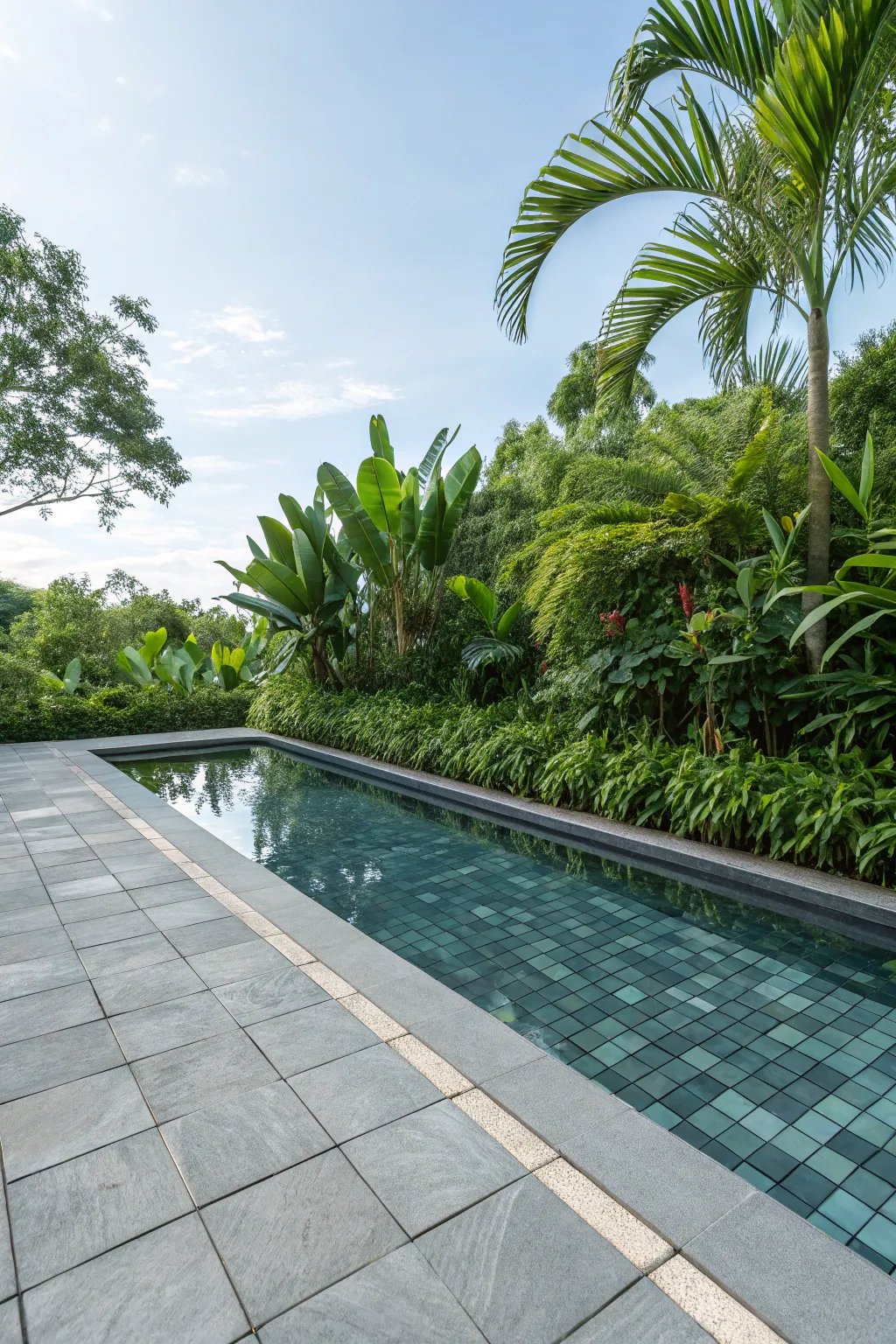 Drainage tiles ensure water safety and style.