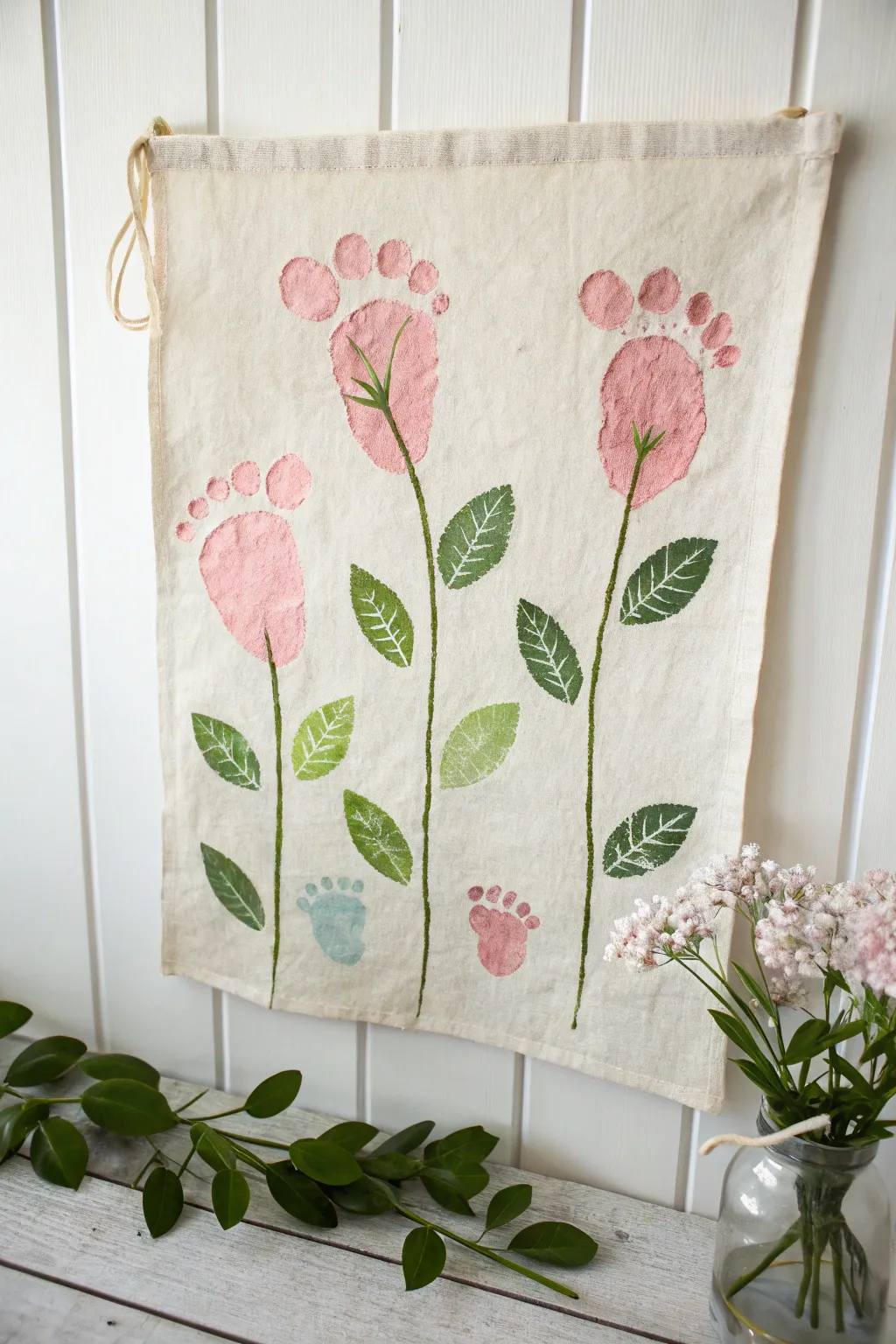 Capture the essence of spring with this charming footprint flower garden, perfect for adding a touch of handcrafted beauty to your home.