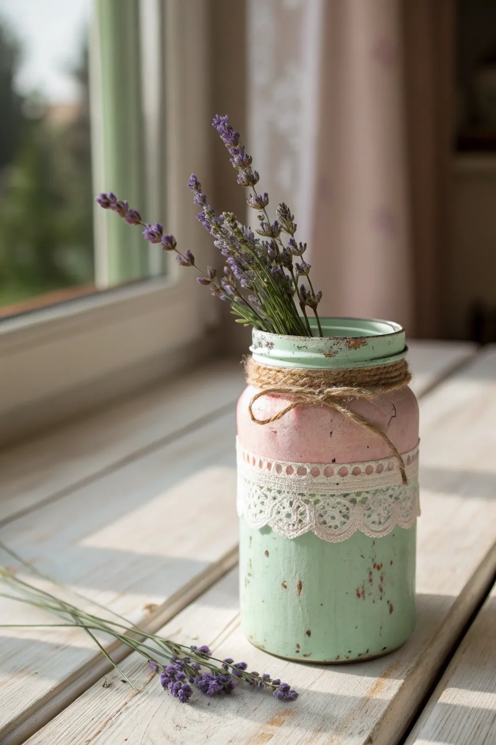 Embrace vintage charm with a beautifully distressed pastel jar, perfect for adding a nostalgic touch to your minimalist decor.