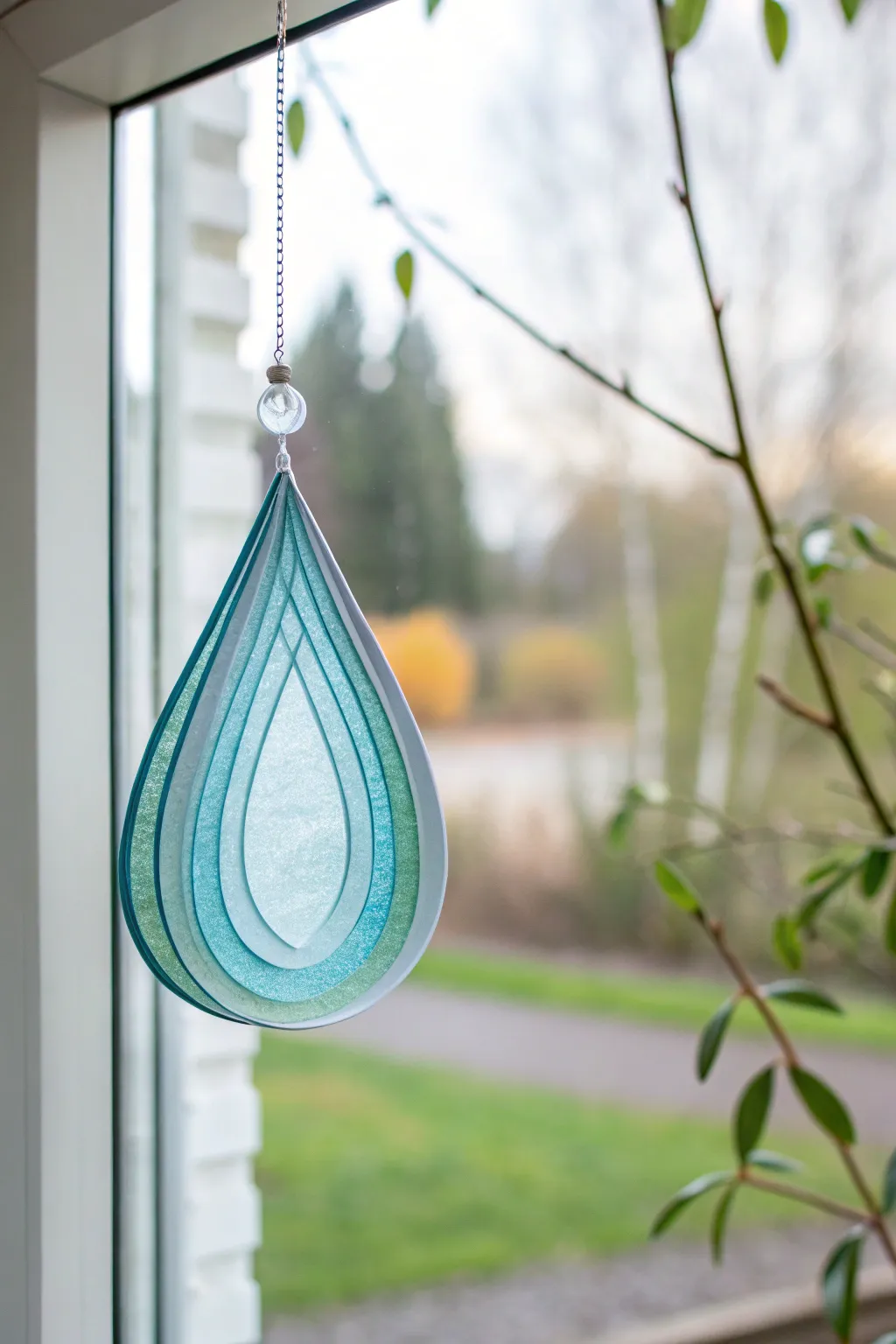 Capture the essence of tranquility with a minimalist water drop suncatcher, a perfect blend of Scandinavian simplicity and boho charm.