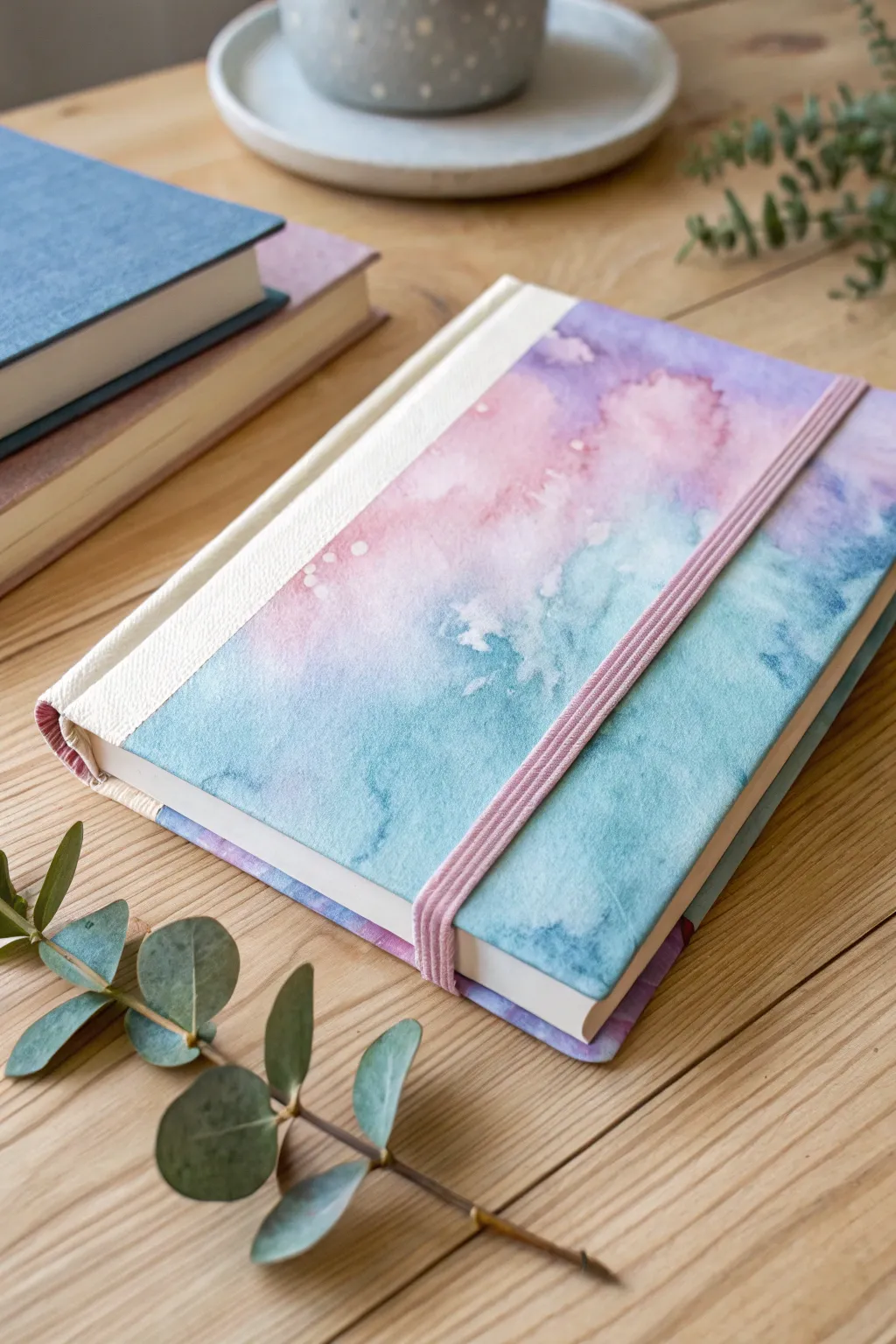 Embrace tranquility with a journal cover that inspires serenity through dreamy watercolors.
