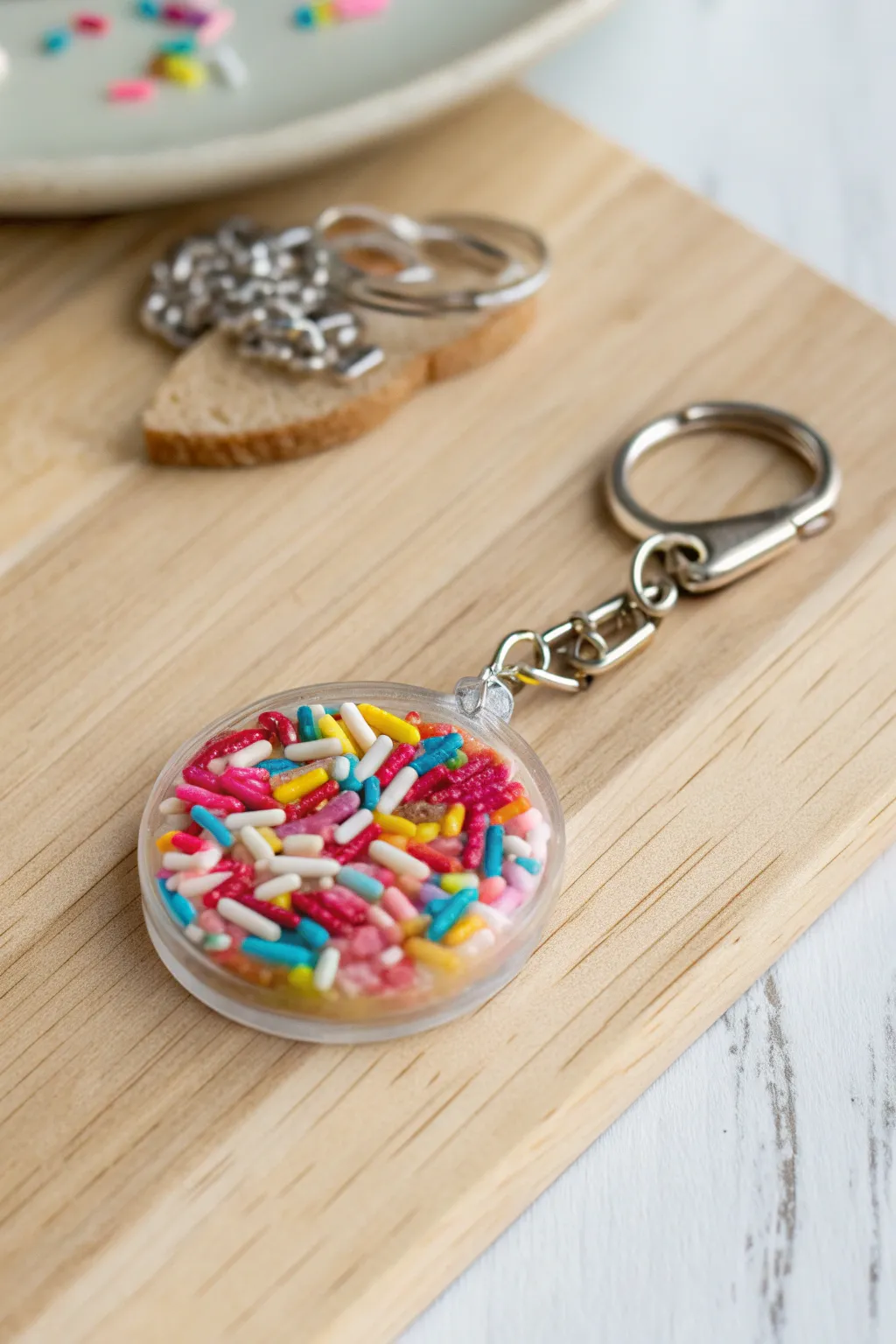 Resin Delight: A whimsical blend of simplicity and color, perfect for adding a touch of charm to your keys.