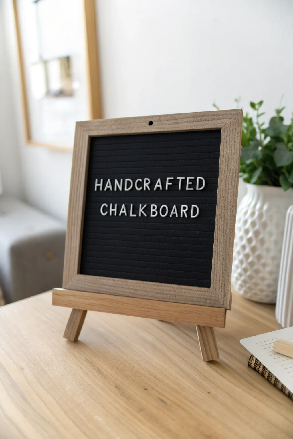 Craft a heartfelt message with this DIY chalkboard sign, perfect for teacher appreciation with a touch of minimalist elegance.