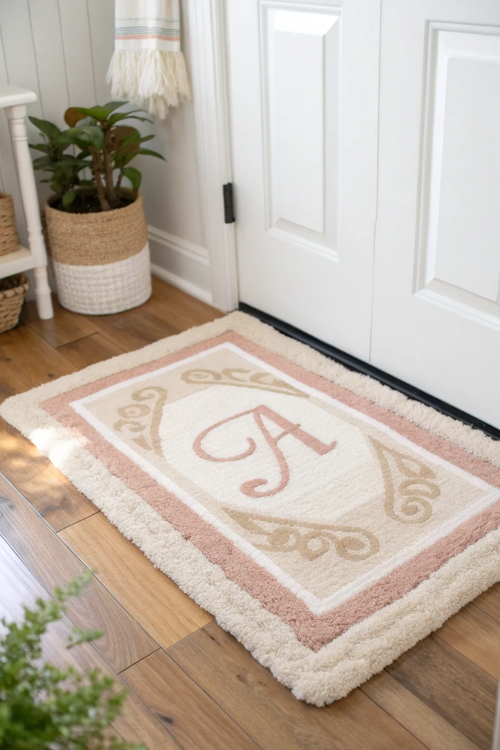 Add a personal touch to your home with a monogrammed latch hook rug, where simplicity meets artisanal beauty.