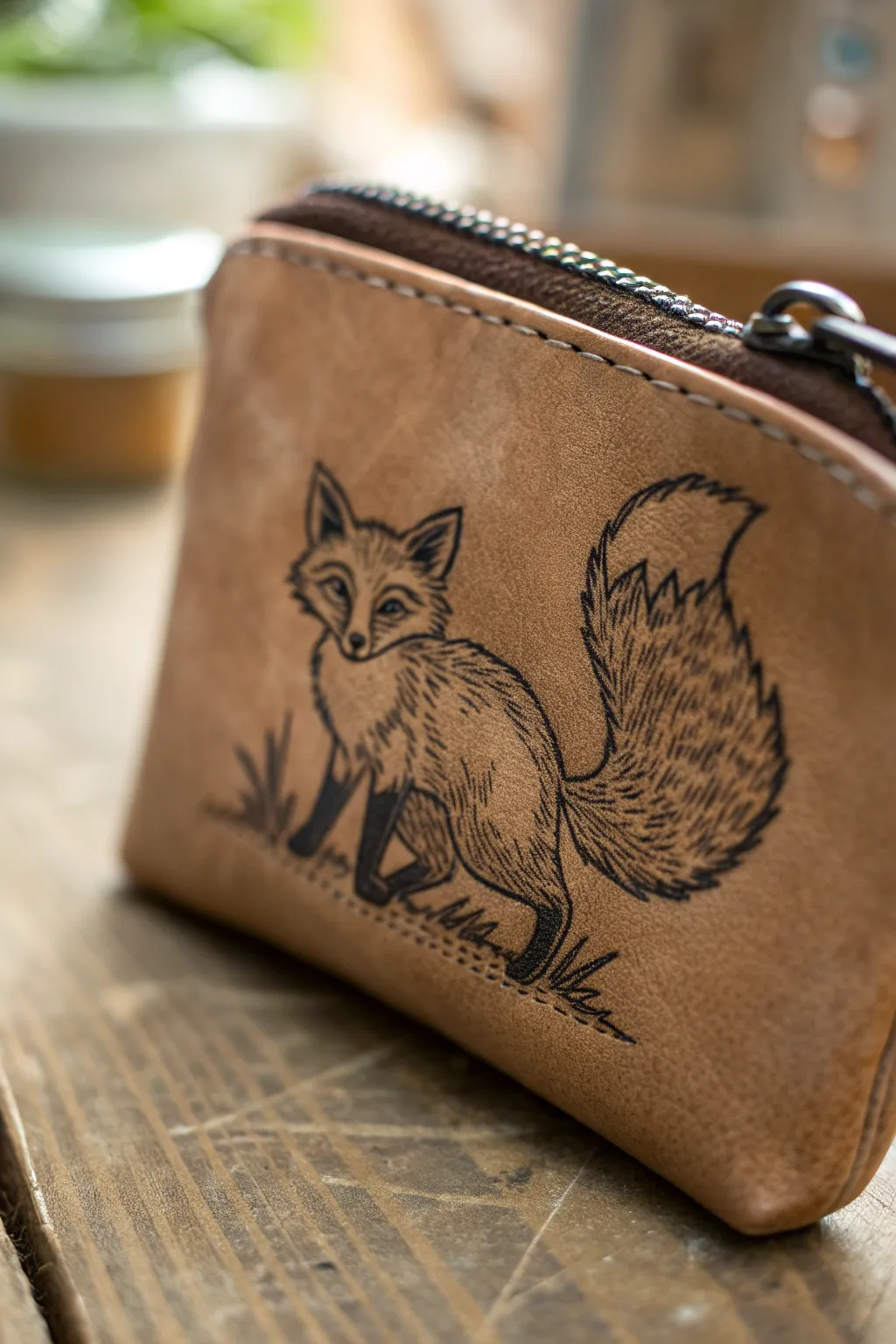 Add a touch of whimsy to your leatherwork with a charming fox motif.