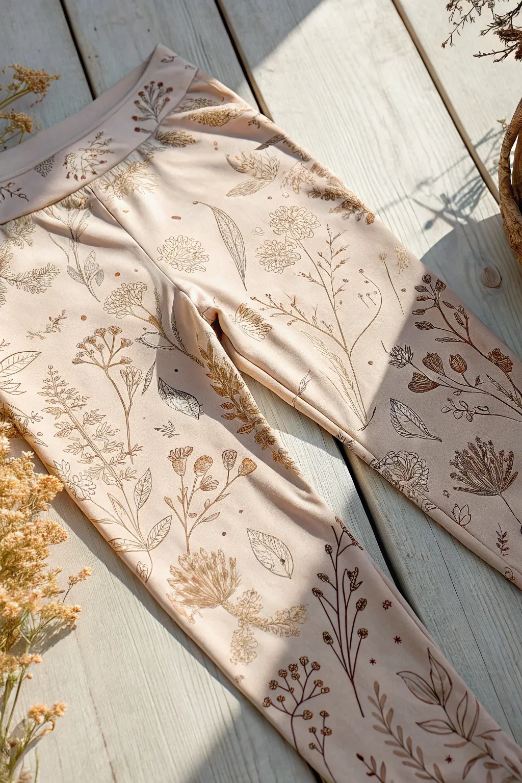 Embrace tranquility with nature-inspired leggings, perfect for a serene walk in the park.