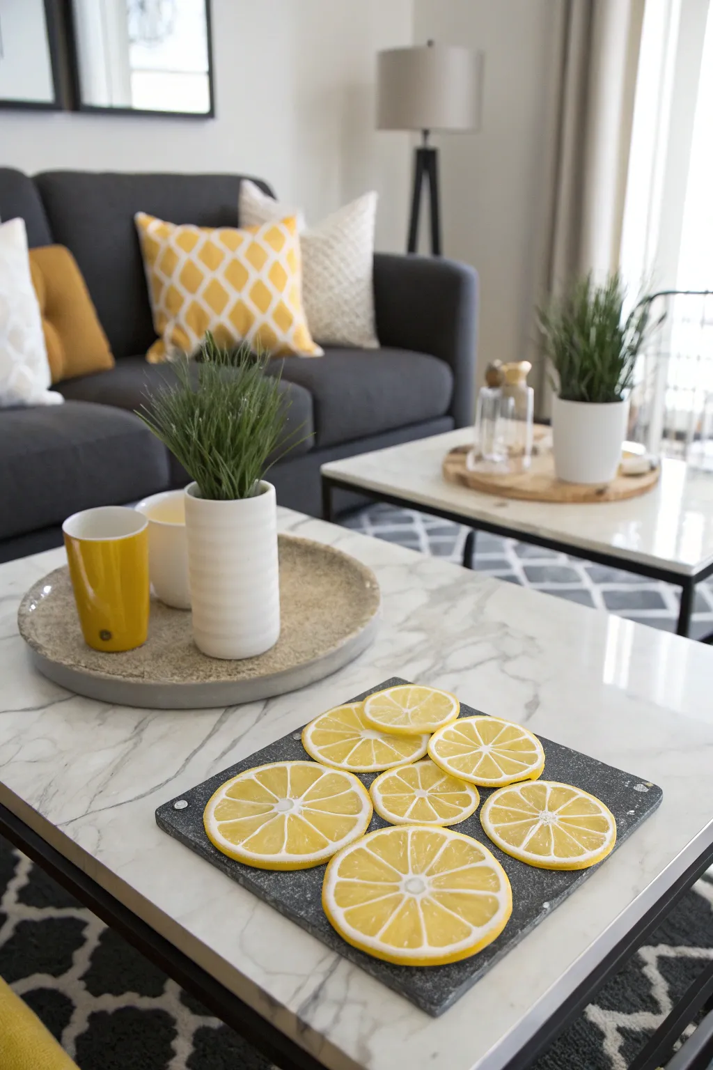 Lemon slice coasters add a quirky touch to your decor.