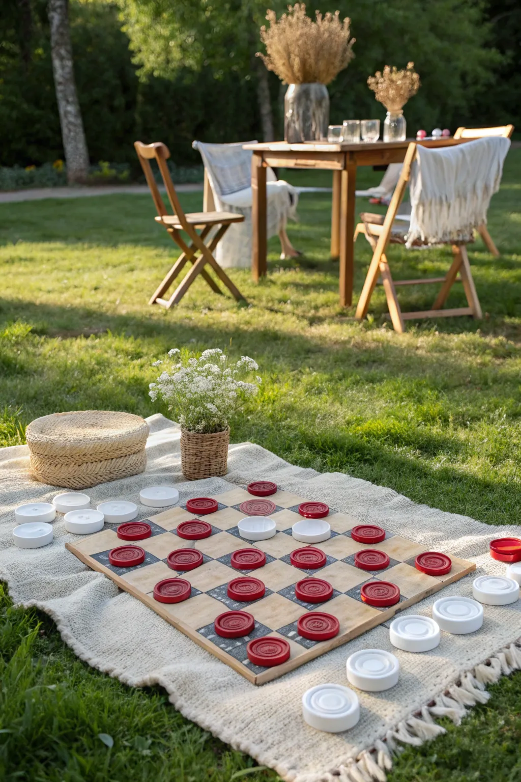 Elevate your picnic with an enchanting game of outdoor checkers—where simplicity and nature meet competitive fun!