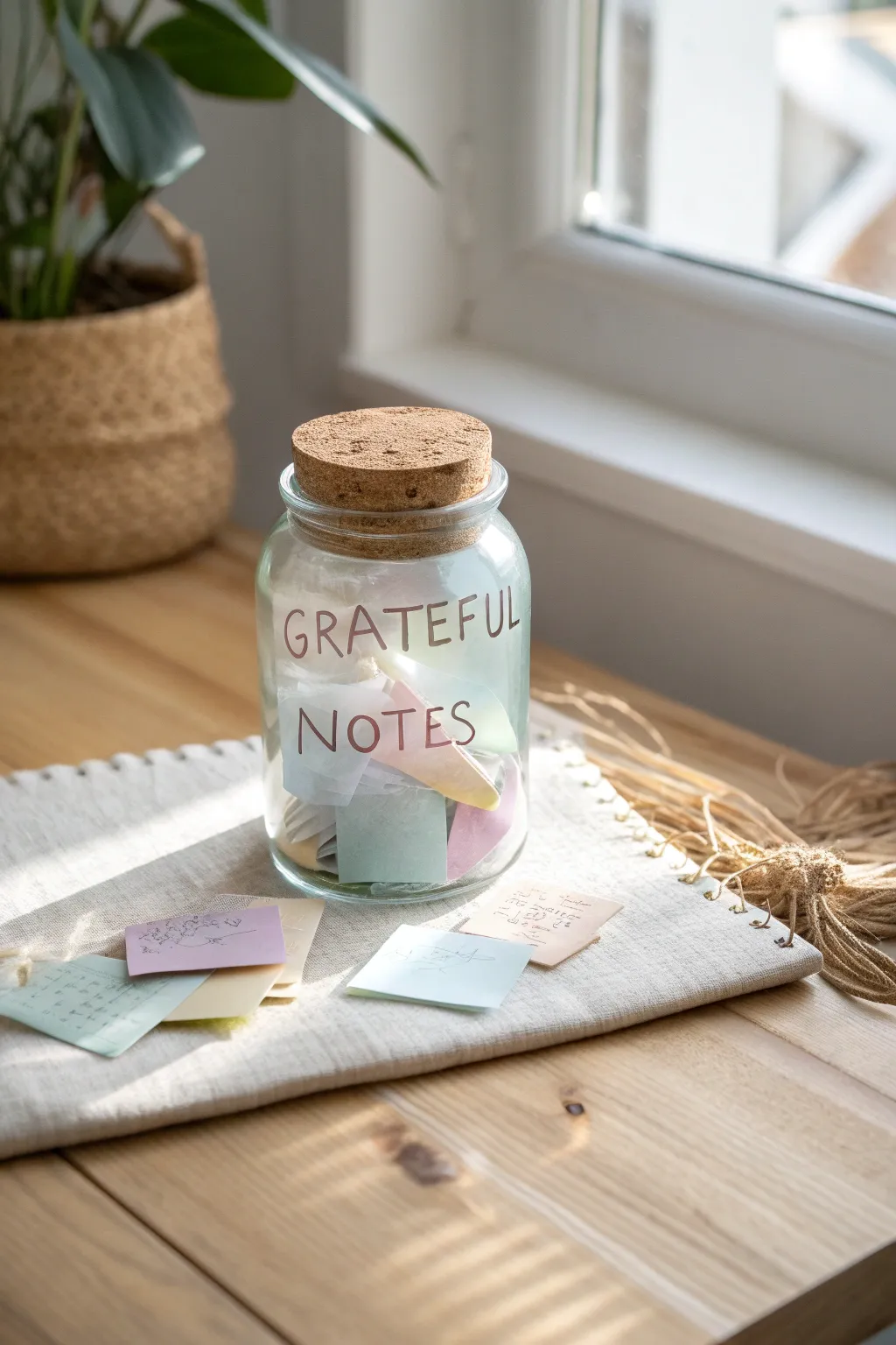 Capture the essence of gratitude with a daily jar of heartfelt notes.