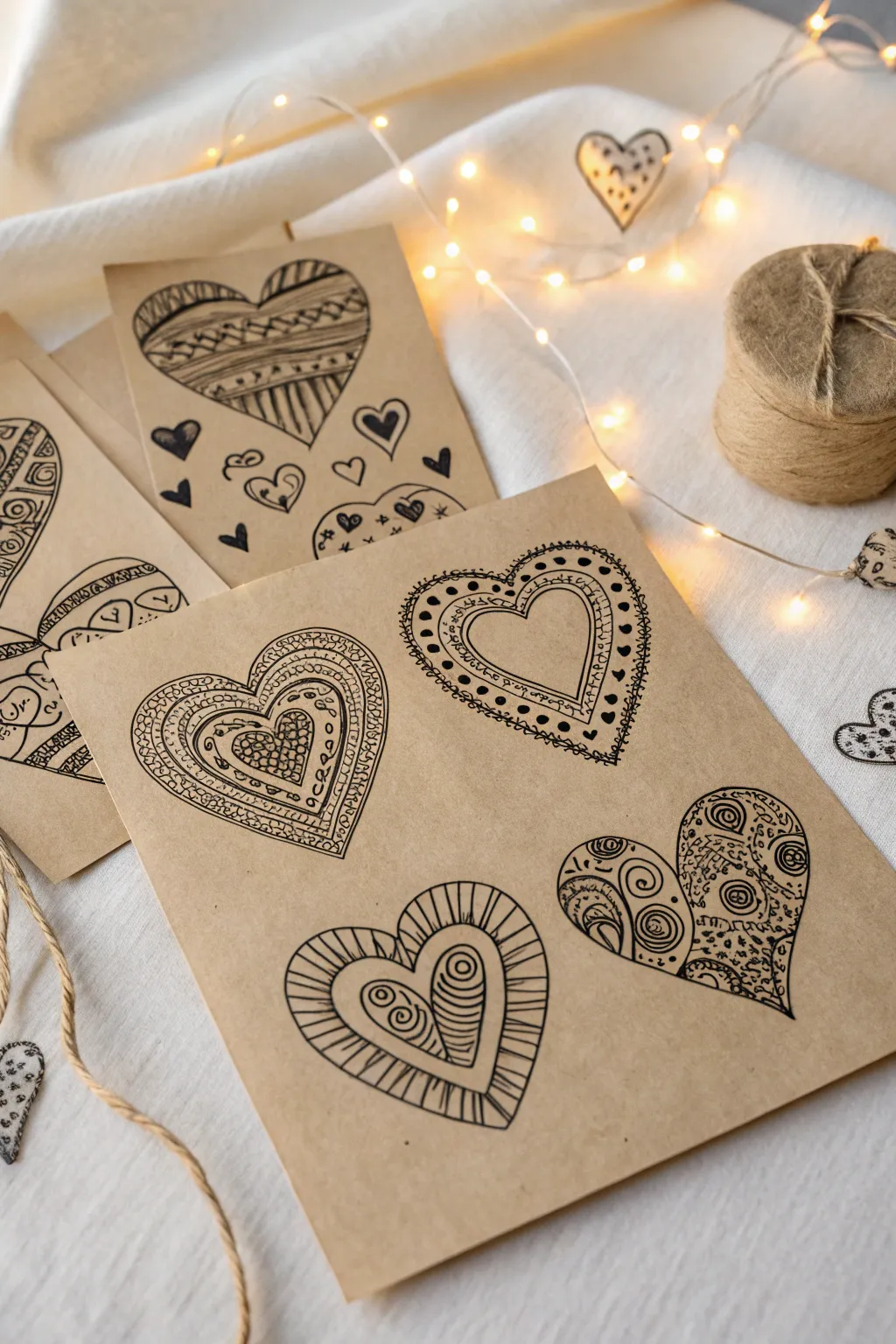 Embrace the art of heart doodles with a touch of minimalistic charm.