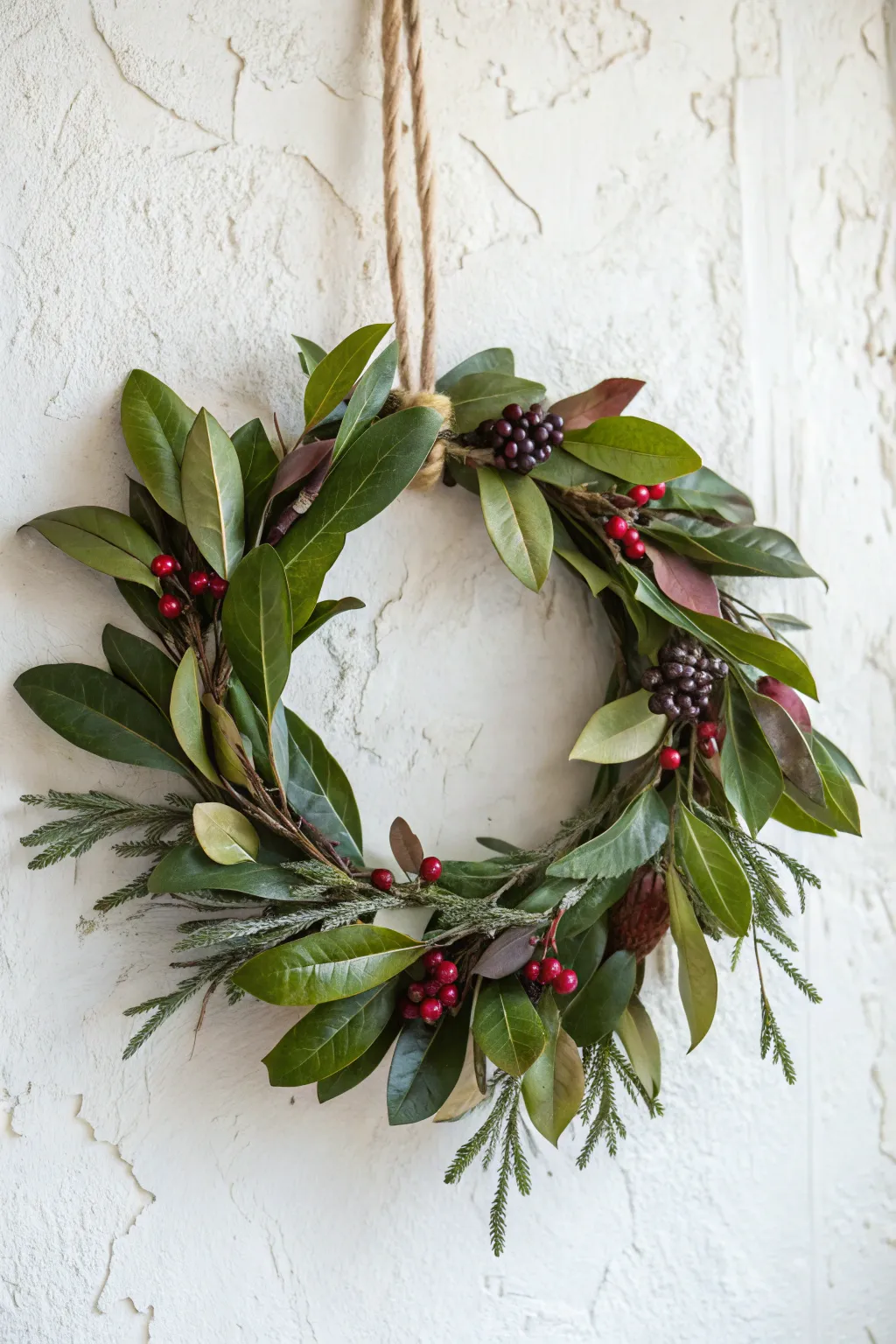 Add a splash of color to your space with this stunning magnolia wreath, perfect for transitioning from fall to winter!