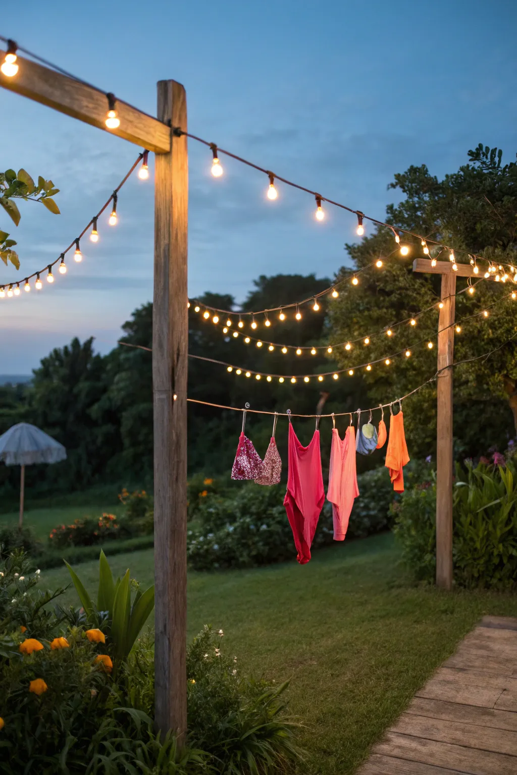 Illuminate your summer nights with a chic string light clothesline, perfect for style and function.