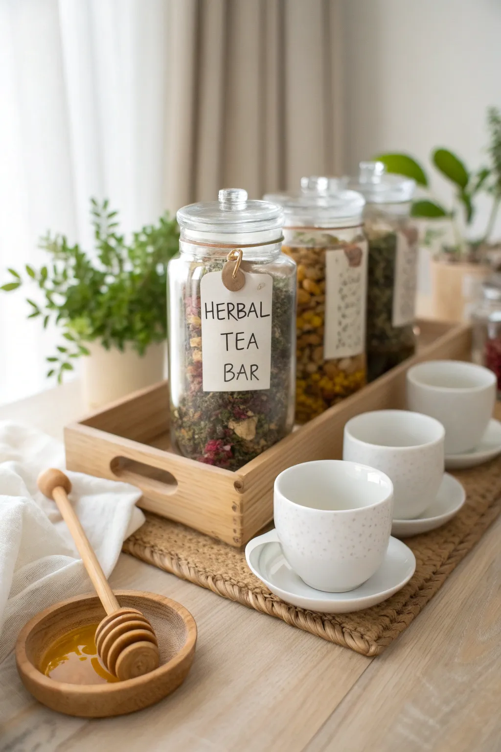 Indulge in a moment of tranquility with our beautifully curated herbal tea bar. Perfectly crafted for a soothing escape.