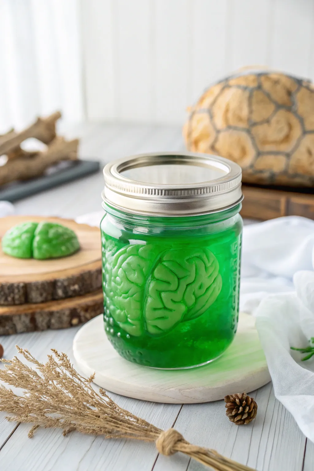 Elevate your Halloween decor with a chic twist on spooky - Zombie Brain Jars that blend minimalism with a touch of whimsy.