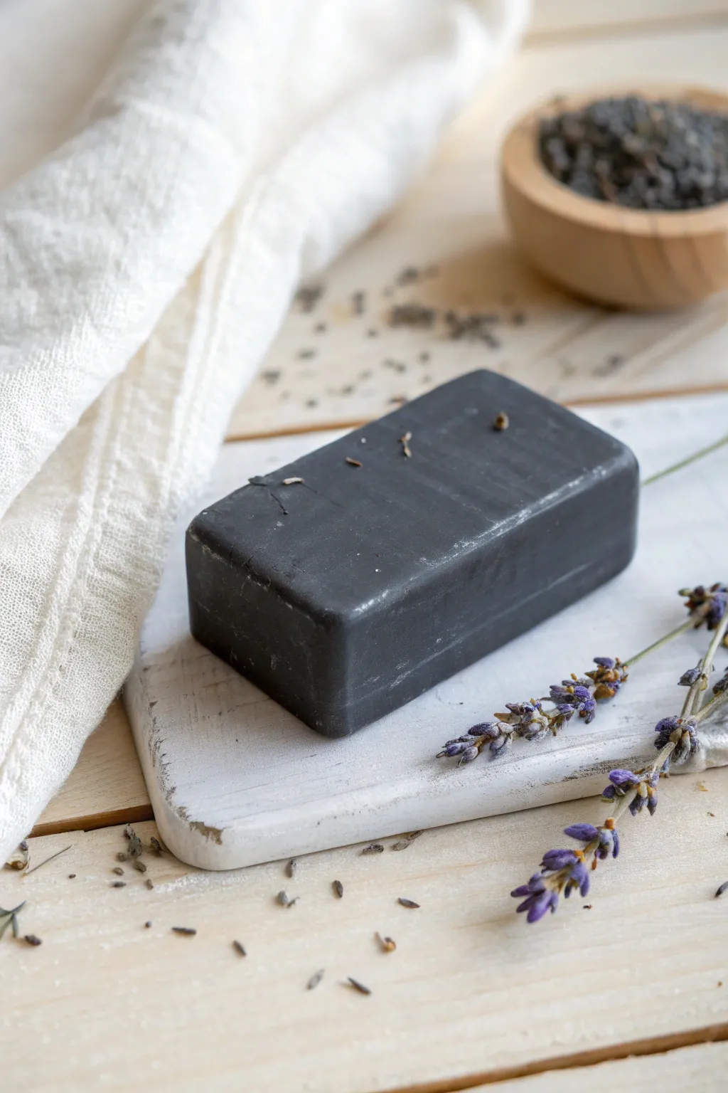 Elevate your skincare routine with the rustic allure of charcoal melt and pour soap, where simplicity meets natural beauty.