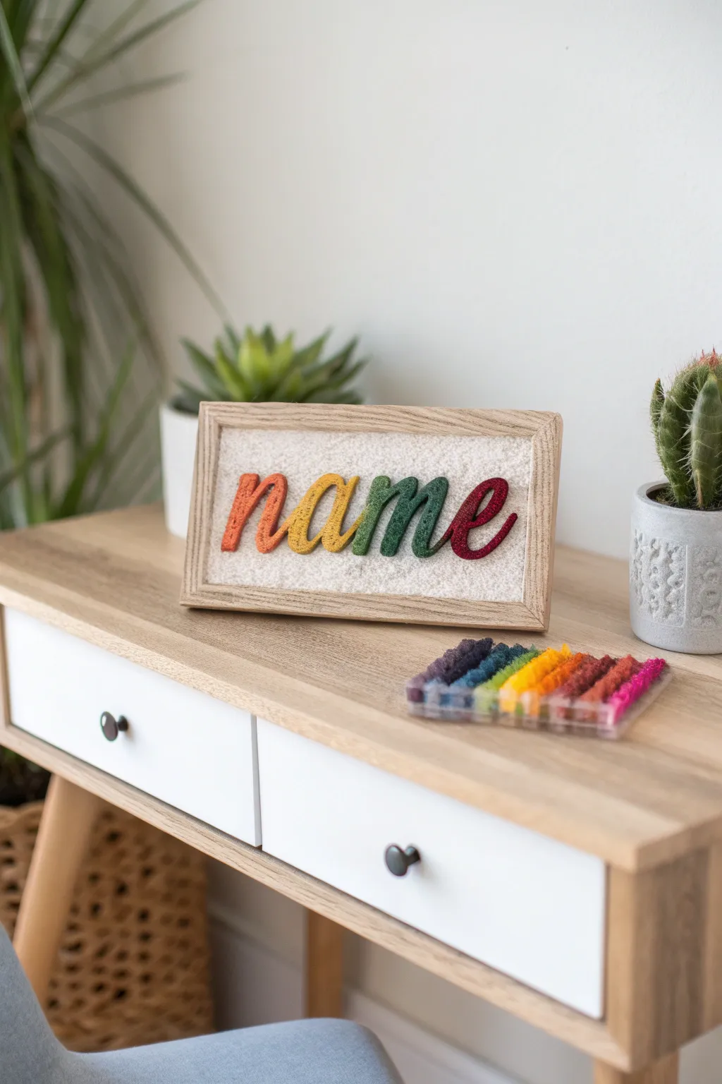 Transform melted crayons into stunning personalized name art with a minimalist touch.