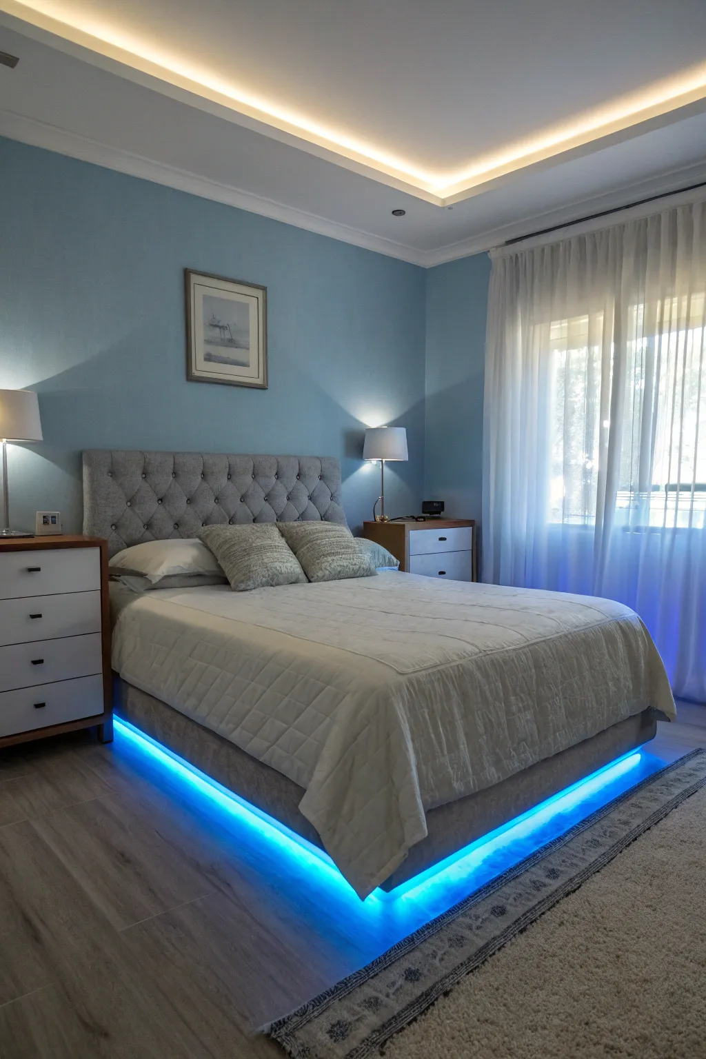 Accent lighting with LEDs adds modern flair.
