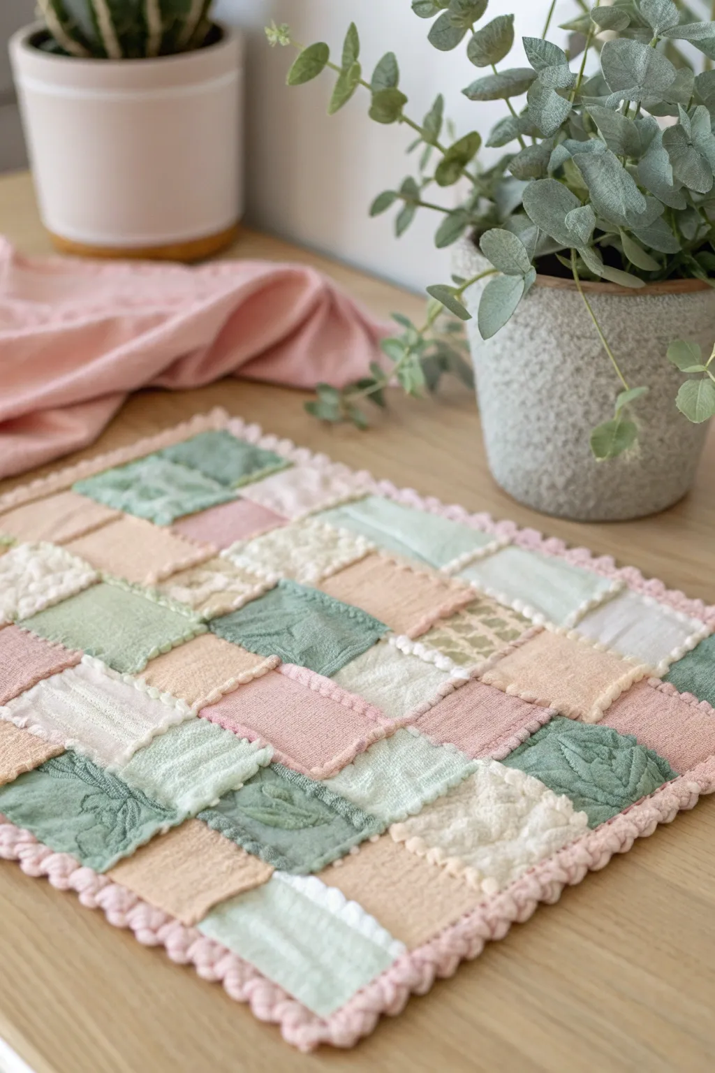 Transform fabric scraps into a stunning collage that breathes new life into your space. #UpcycleBeauty #BohoCrafts