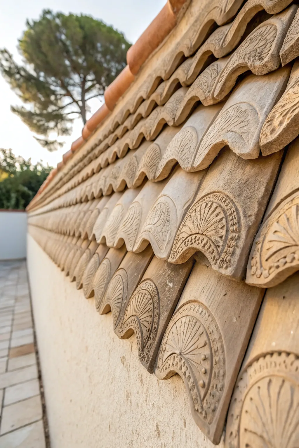 Elevate your space with the natural elegance of layered clay tiles, where craftsmanship meets minimalist beauty.