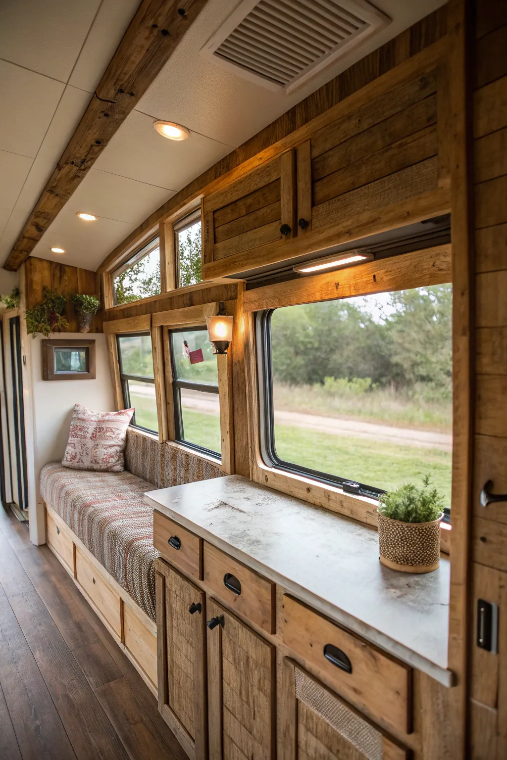 Reclaimed wood trim adds history and sustainability.