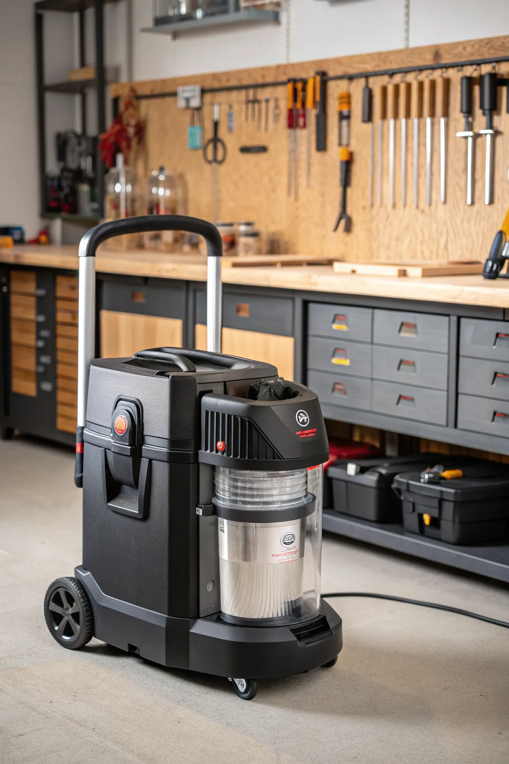 Elevate your mobile workshop game with a portable dust collector—clean workspace, clear mind.