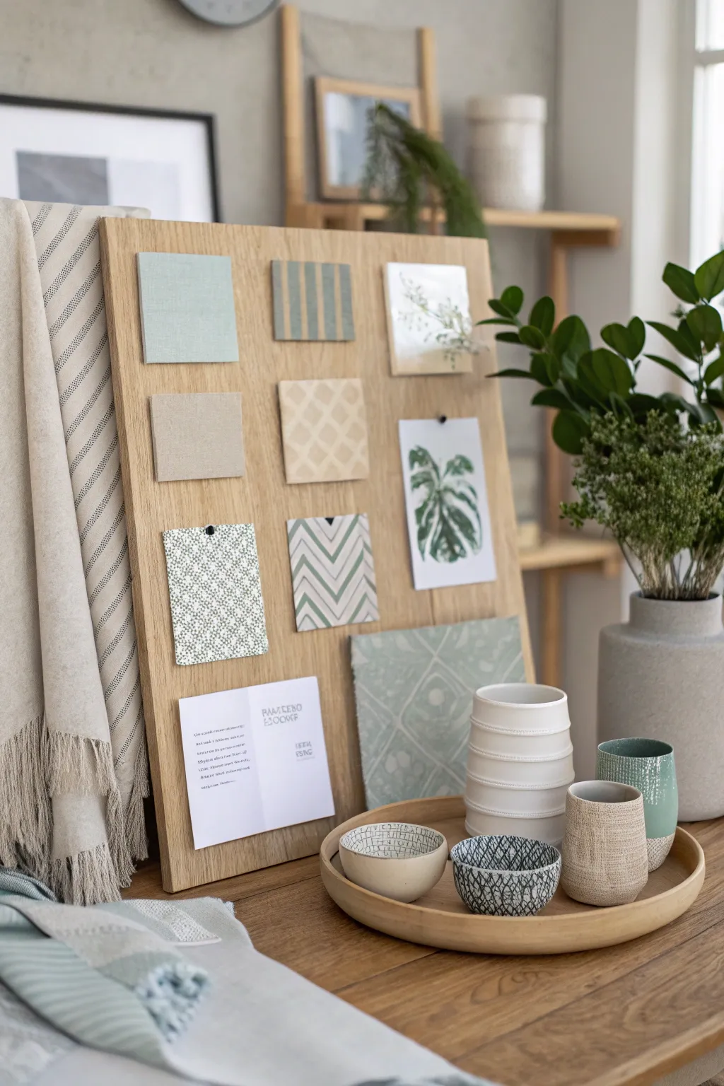 Scandinavian mood board with simplicity and warmth.