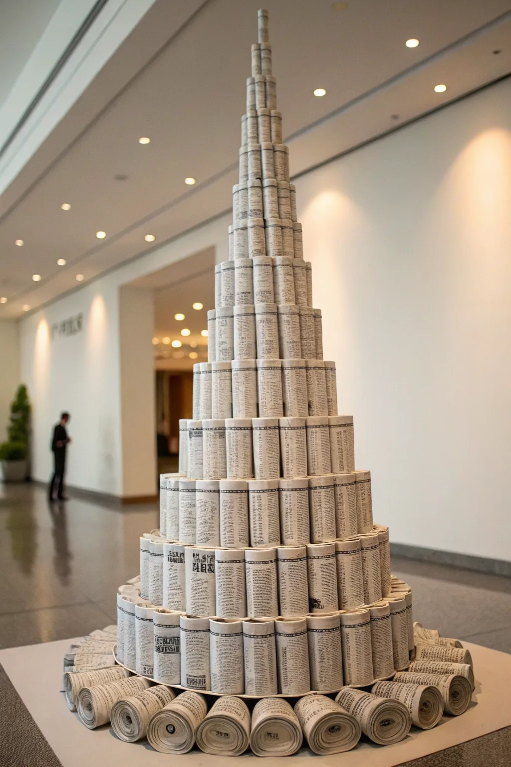Harness the power of stability and style with a newspaper pyramid tower. Perfect for your next creative challenge!