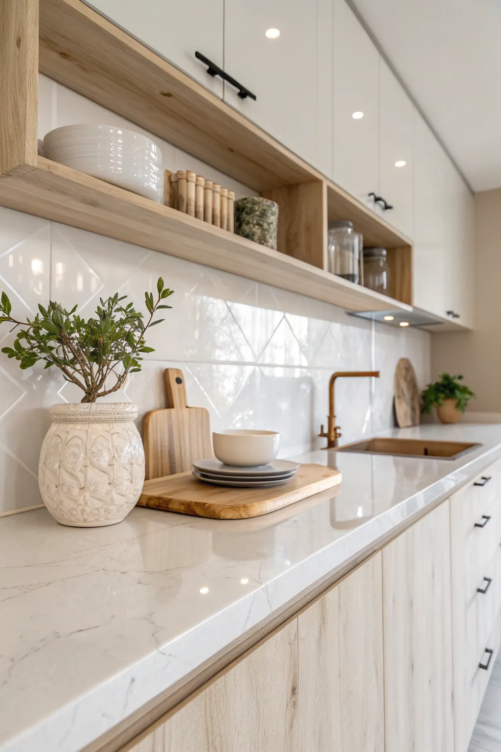 Epoxy Elegance: Discover the seamless allure of a grout-free backsplash.