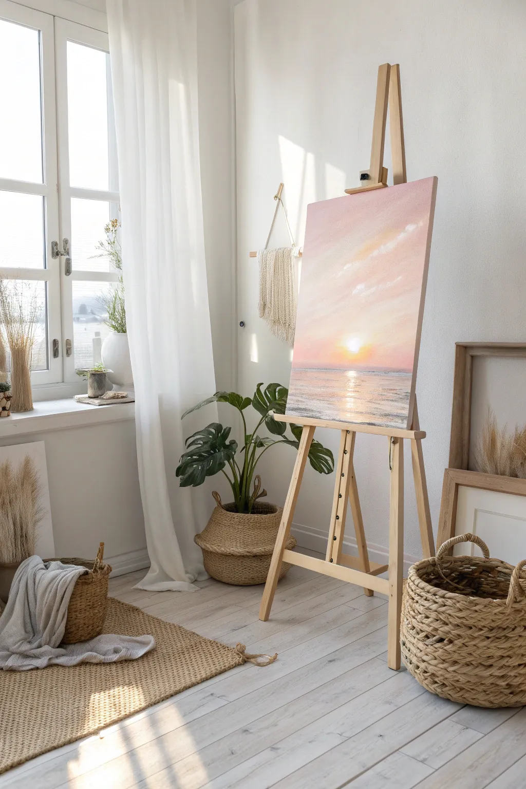 Embrace the gentle beauty of a sunrise with your brush strokes—perfect for beginners seeking simplicity and elegance.