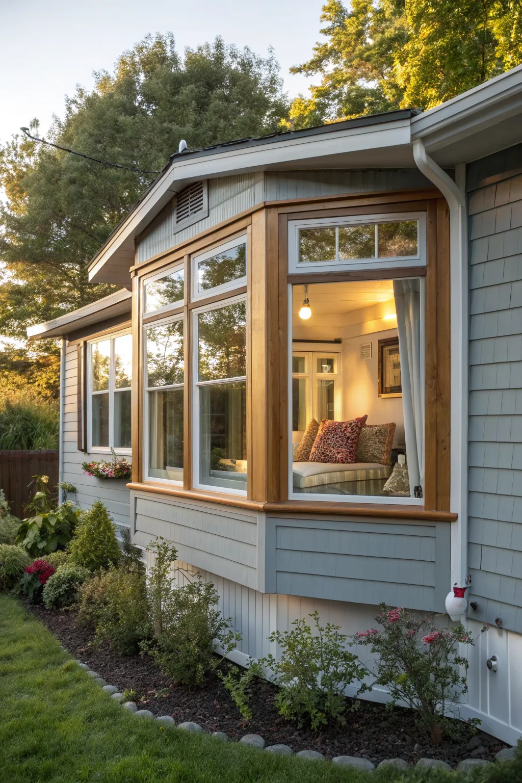 Transform your mobile home's exterior with a stunning bay window for added light and style.