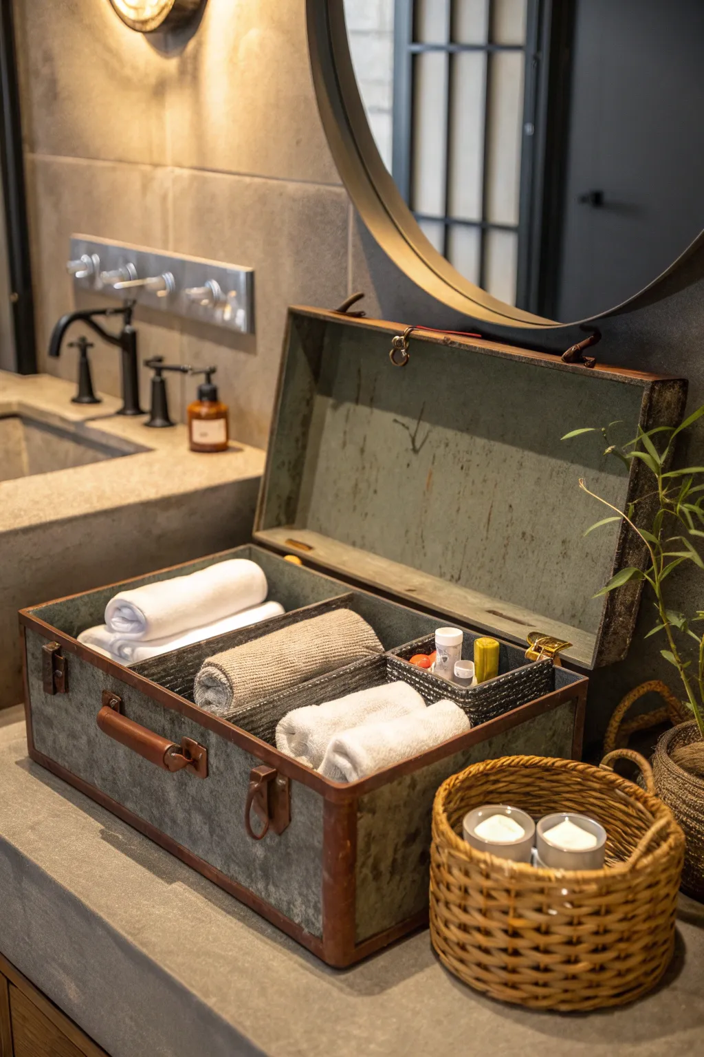 Transform your bathroom with vintage flair: A toolbox turned organizer!
