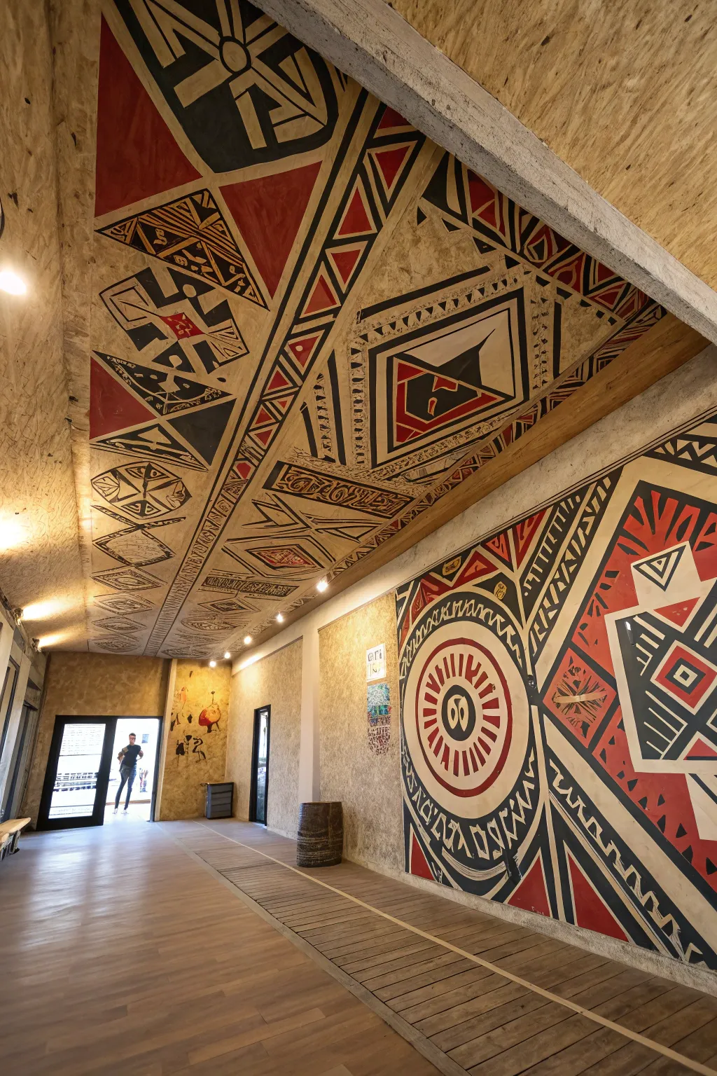 Transform your space with a bold OSB ceiling mural – where creativity meets design.