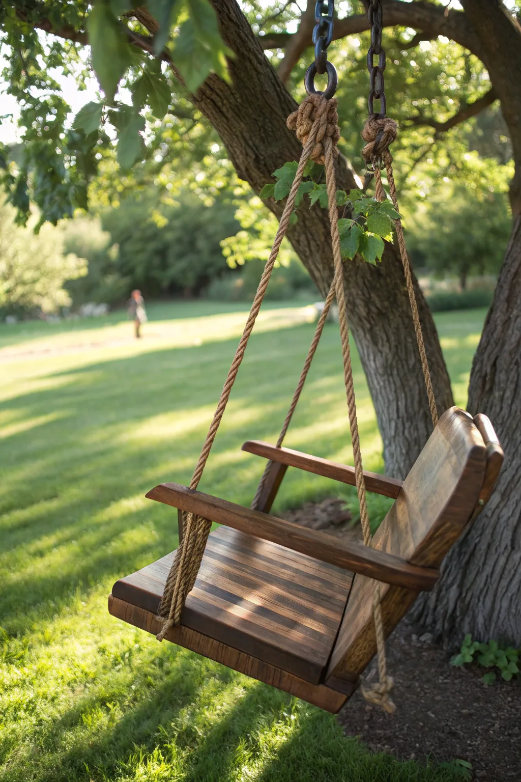 Embrace your inner child with this stunning wooden swing chair, the perfect blend of craftsmanship and outdoor fun.