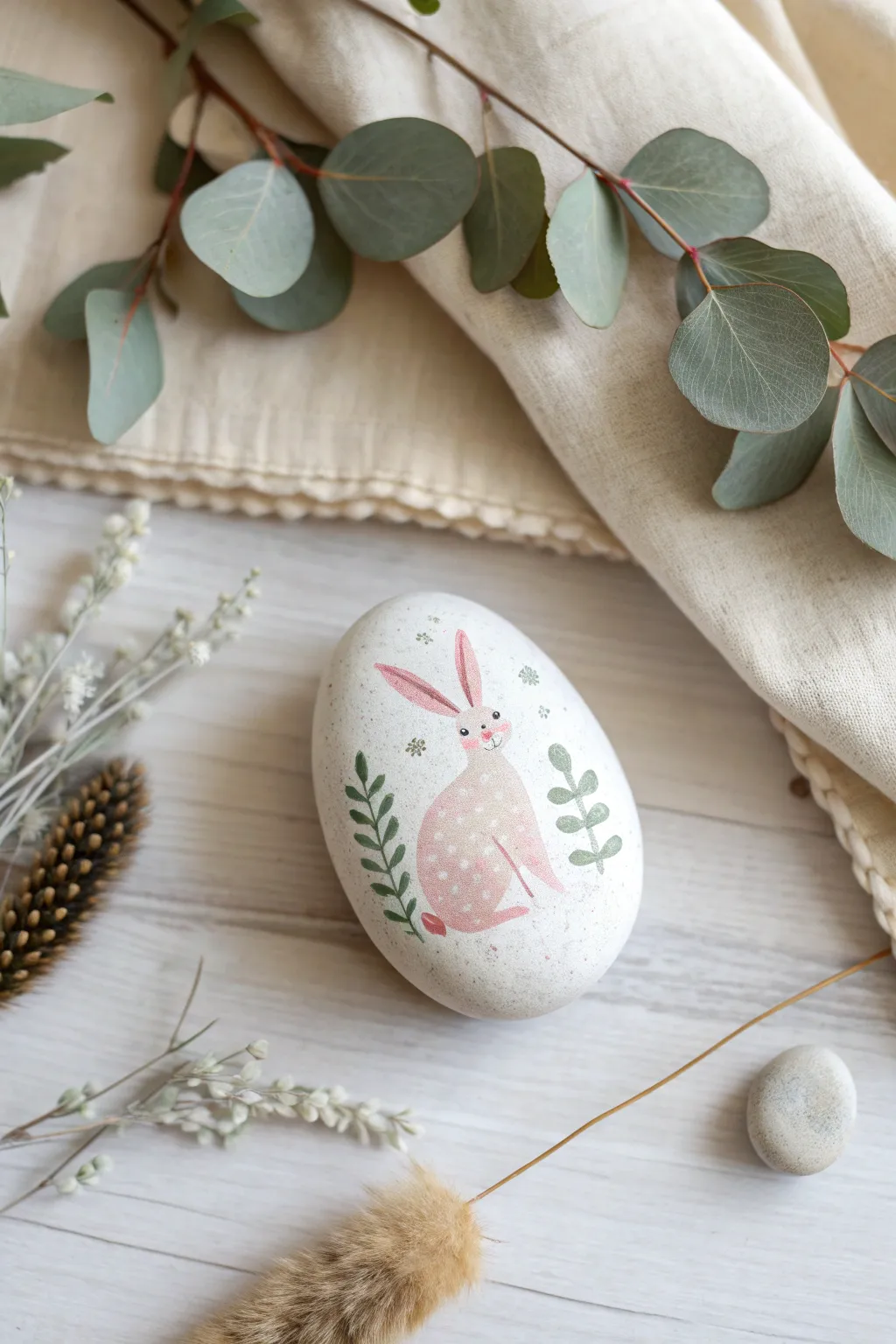 Embrace the charm of spring with minimalist bunny rock art 🌿🐇 #ScandiBoho #SpringDecor