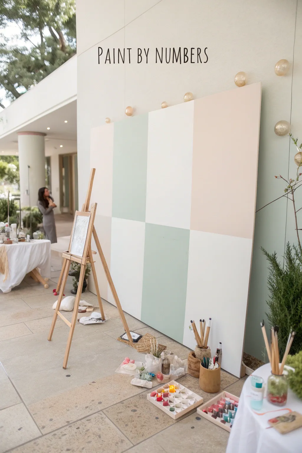Unleash your creativity with a charming 'paint-by-numbers' wall, turning every brushstroke into a masterpiece of collective joy.