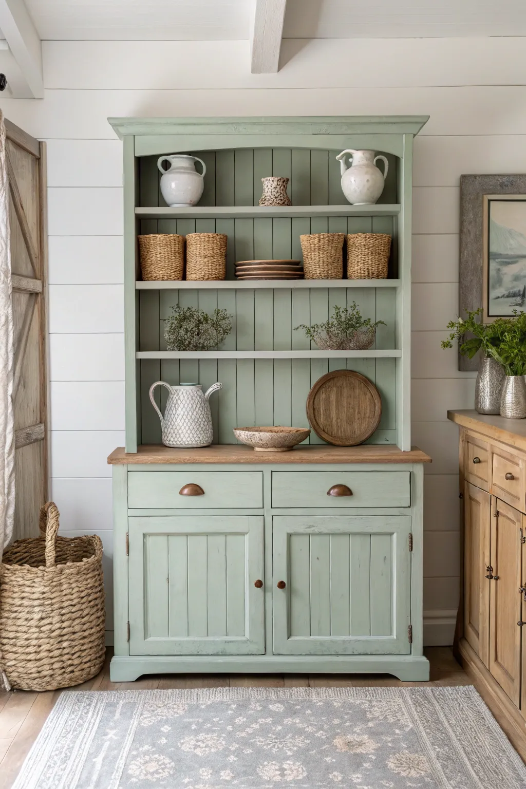 Transform your space with a touch of rustic elegance: a distressed shiplap hutch makeover.