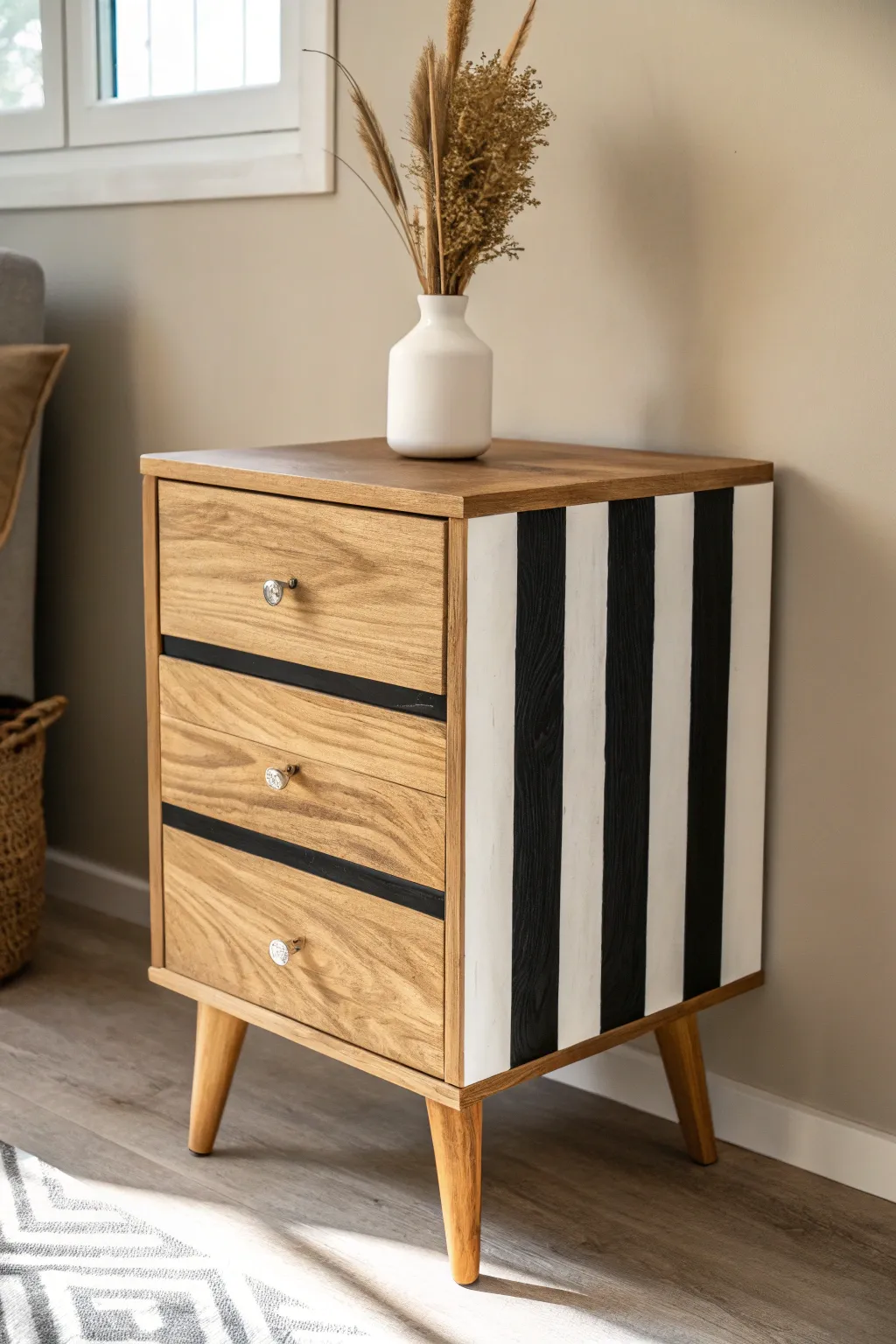Transform your space with bold stripes and a touch of minimalist elegance.