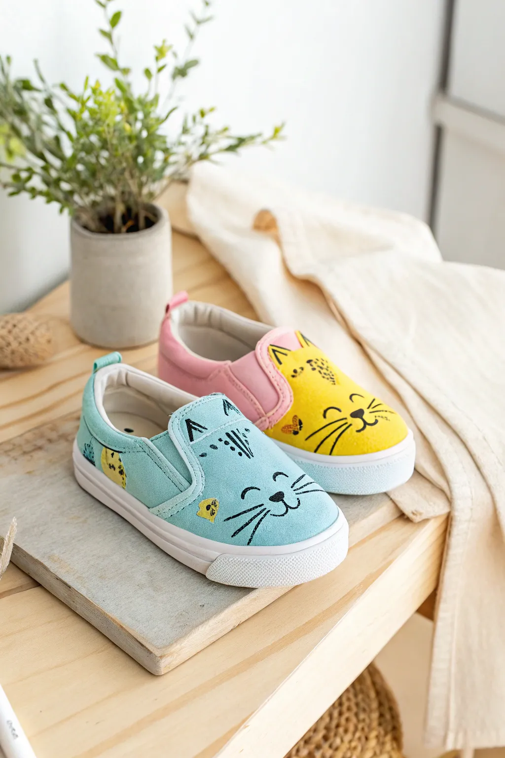 Step into a world of whimsy with these adorable cat-painted sneakers!
