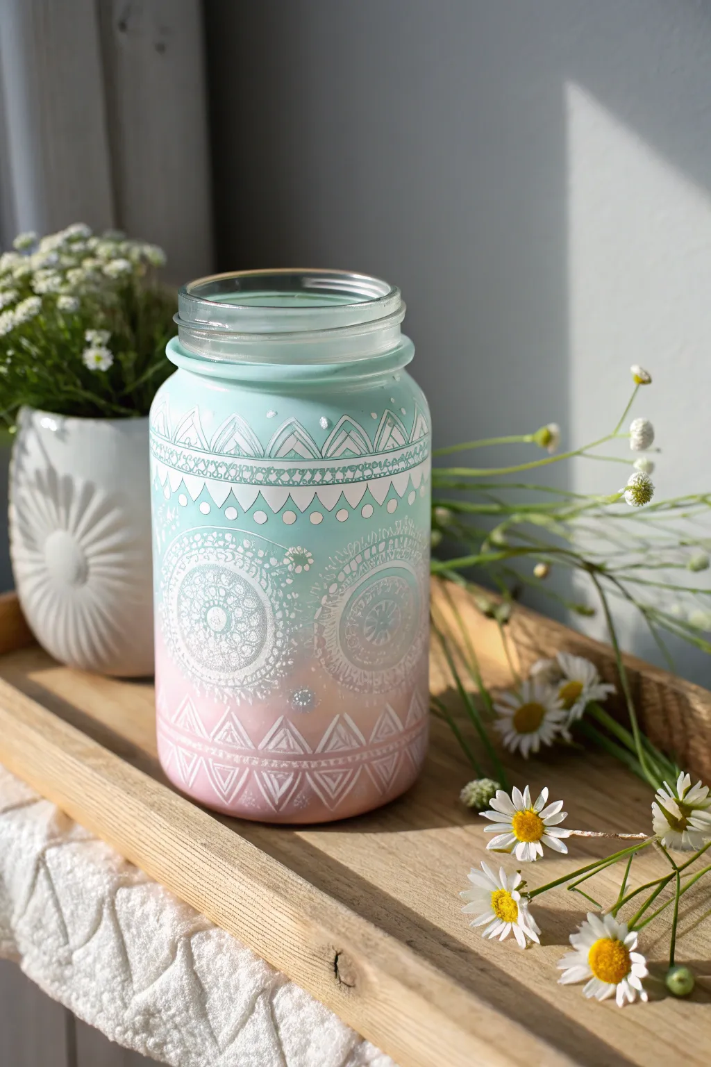 Transform your old jars into charming decor pieces with a splash of paint and a touch of creativity. 🌿 #UpcycledBeauty #ScandiBohoStyle