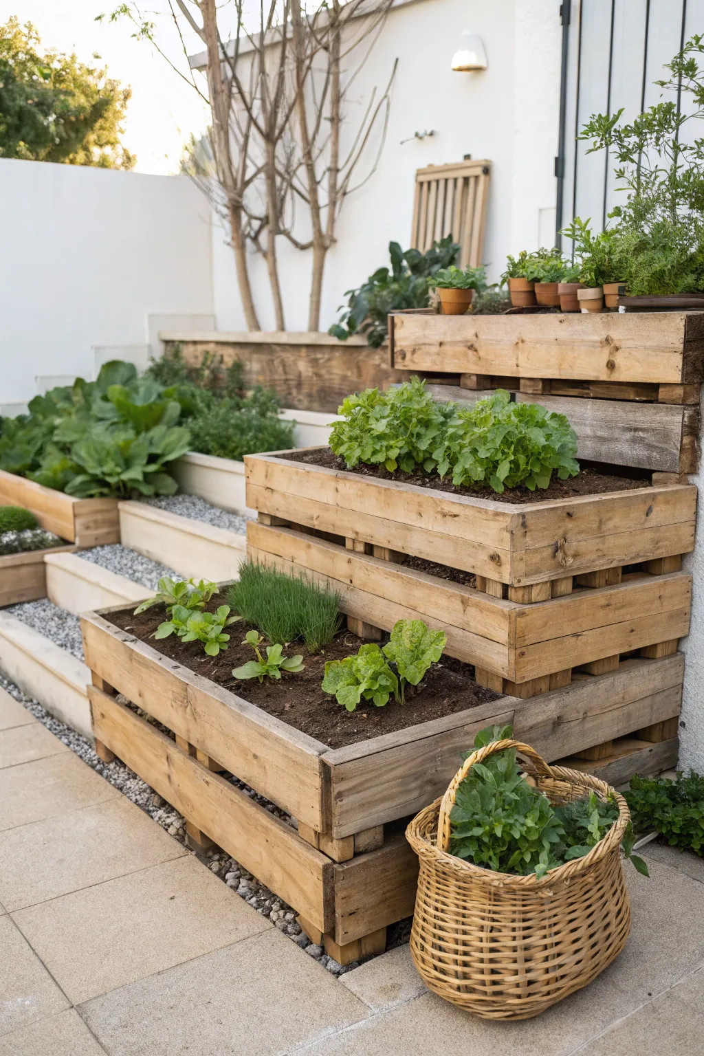 Transform your garden with a stunning multi-level pallet bed—where simplicity meets natural beauty.