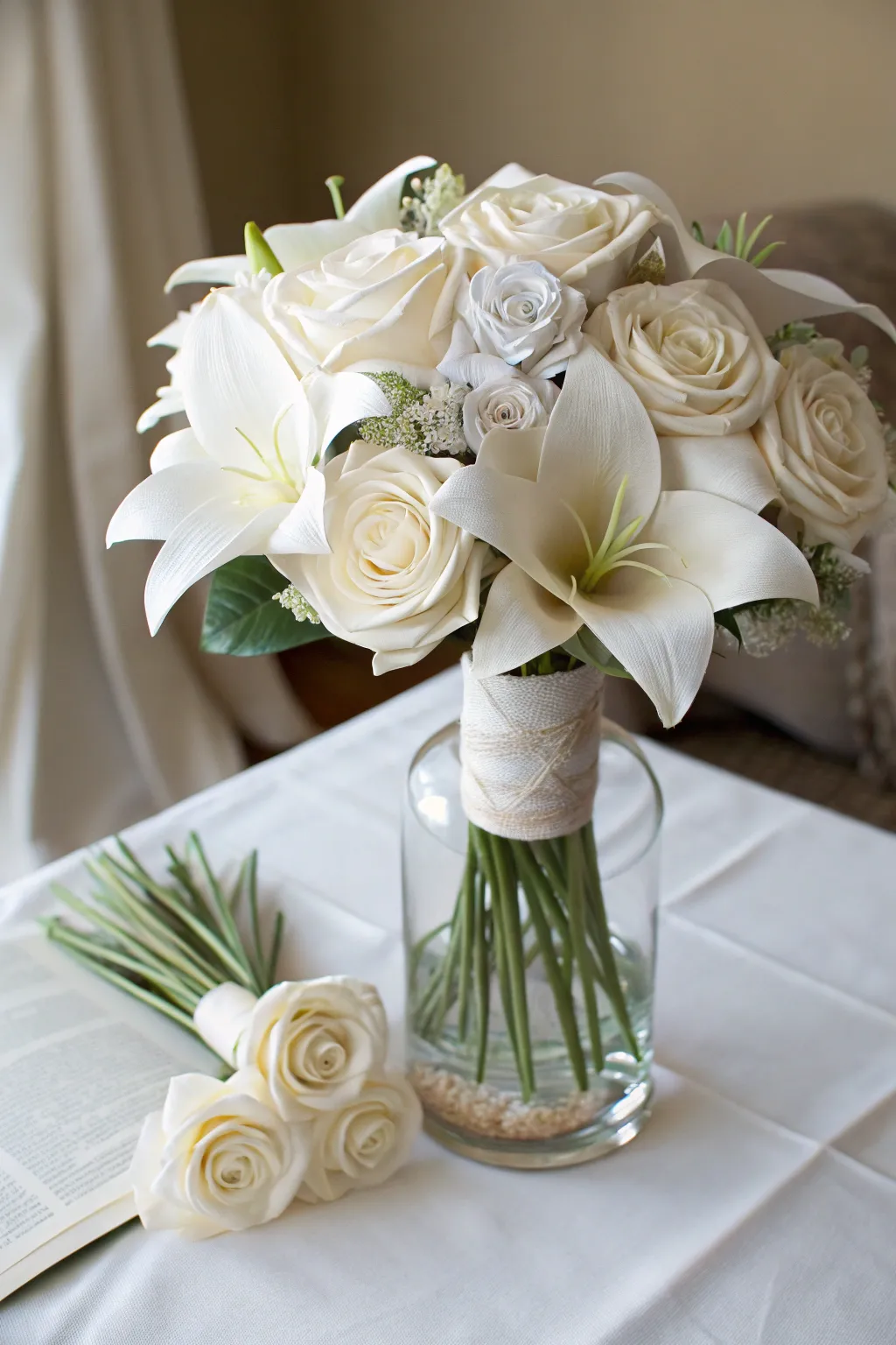 Embrace simplicity with a chic minimalist white paper bouquet, perfect for a touch of elegance in any space.