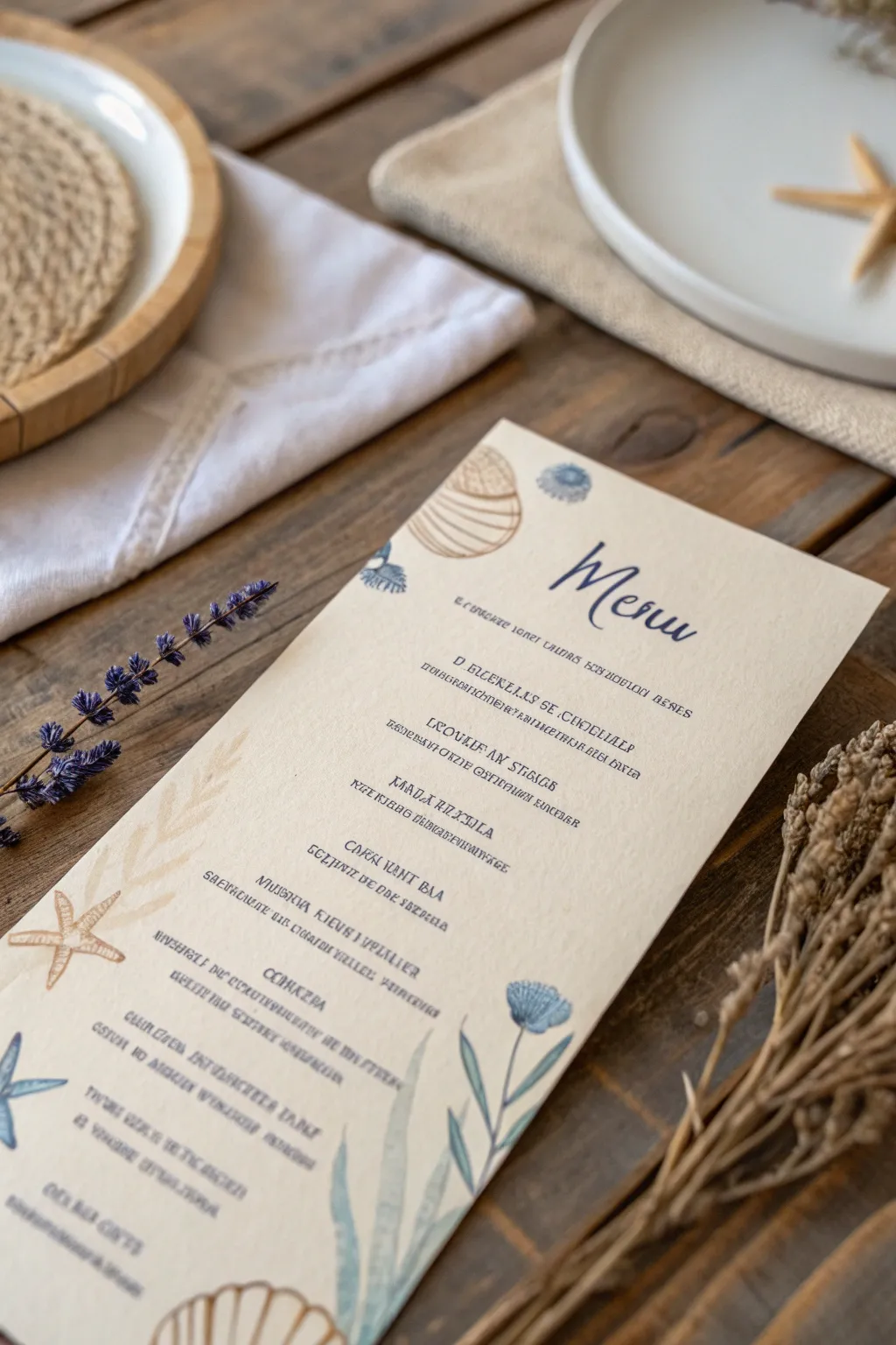 Elevate your event with a themed menu that whispers elegance and simplicity.