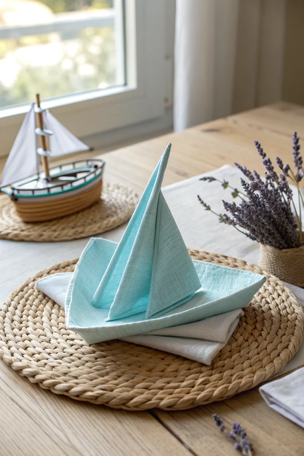Set sail on your table with this charming sailboat napkin fold, perfect for adding a nautical touch to any gathering.