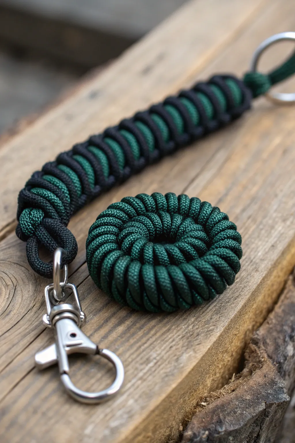 Elevate your everyday carry with this captivating spiral paracord keychain.