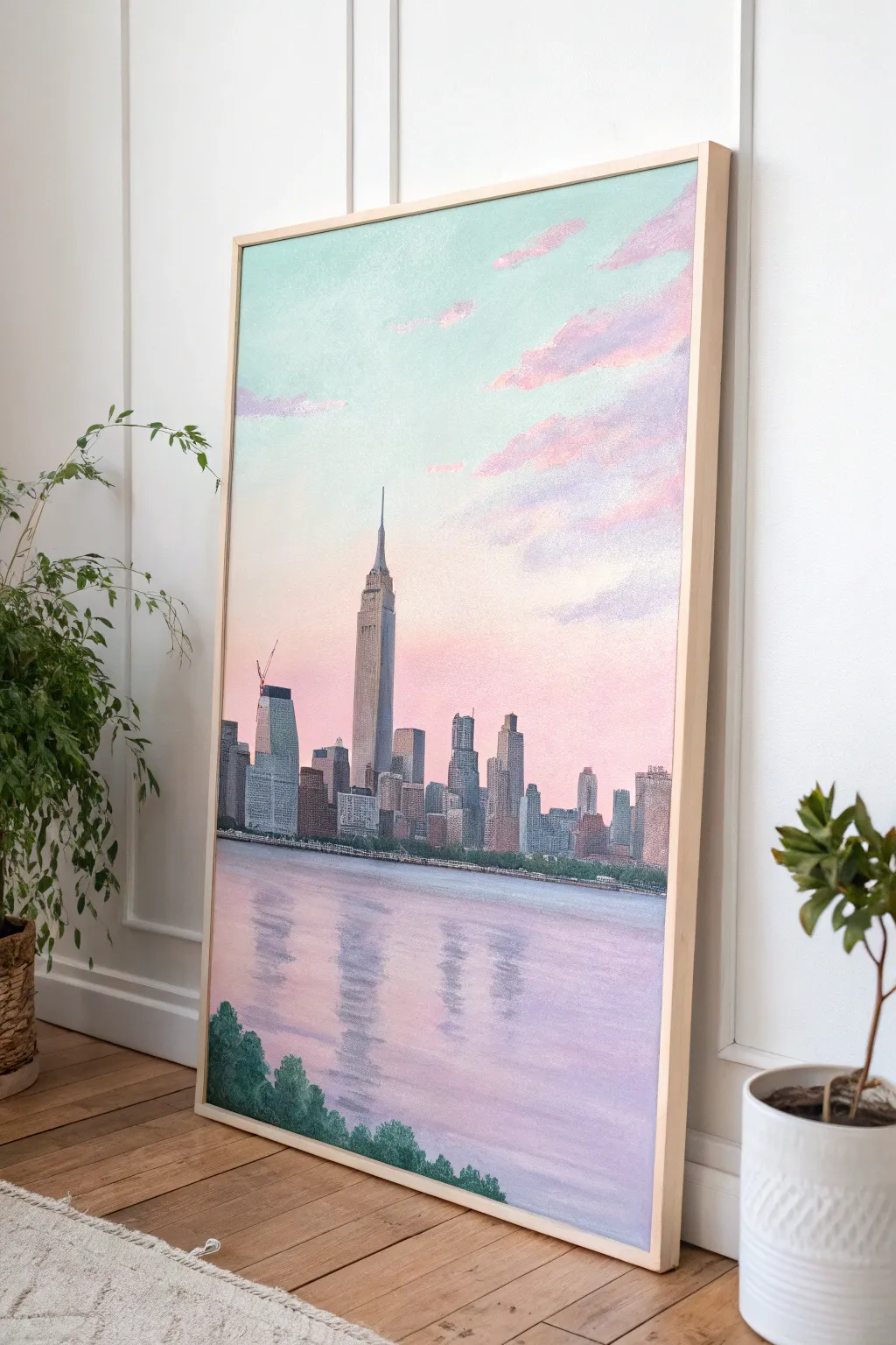 Transform your space with pastel cityscapes: where urban charm meets serene elegance.