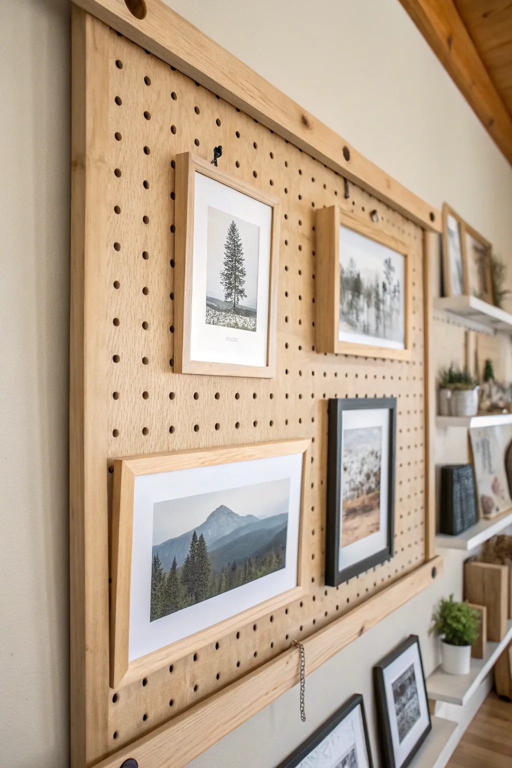 Elevate your space with a chic DIY pegboard for stylish frame storage. Perfect for the minimalist at heart!