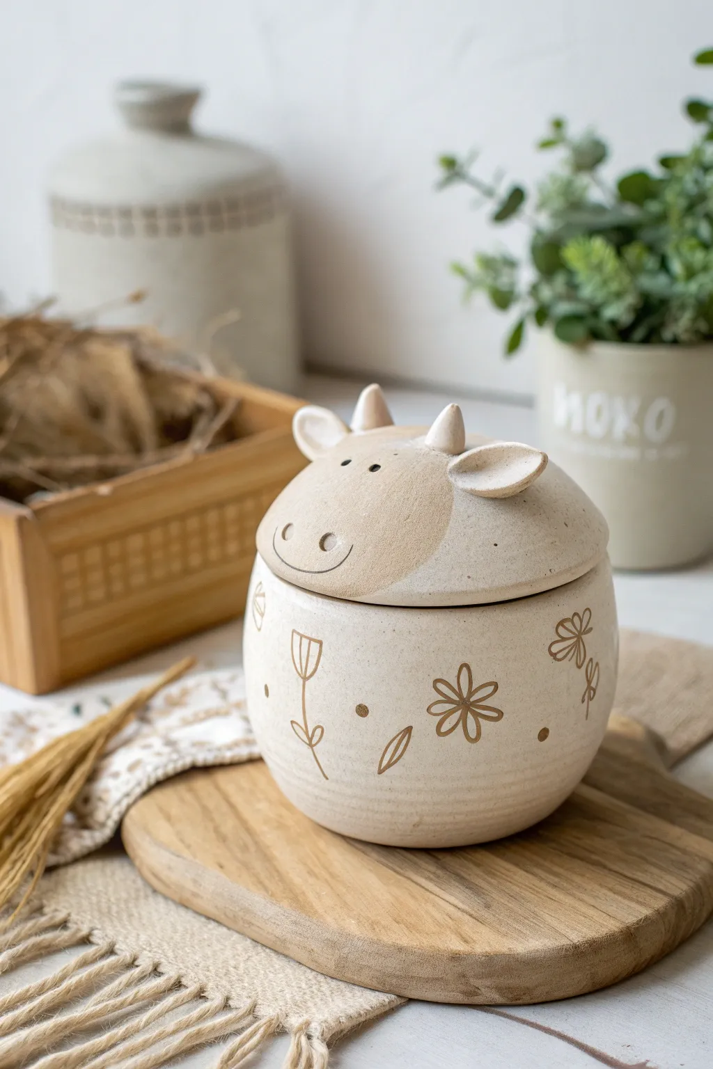 Discover the perfect blend of charm and utility with this artisan cow pot, a delightful addition to any minimalist space.