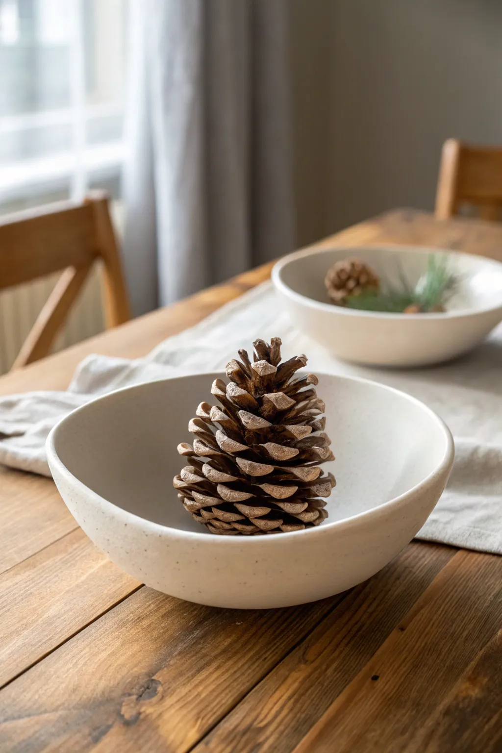 Embrace simplicity with the natural elegance of bleached pine cones.